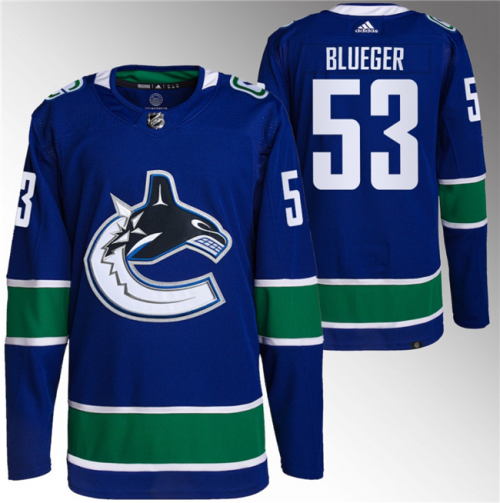 Men's Vancouver Canucks #53 Teddy Blueger Blue Retro Stitched Jersey