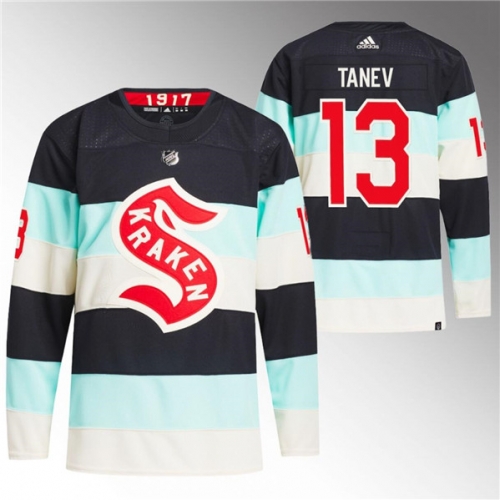 Men's Seattle Kraken #13 Brandon Tanev Deep Sea Blue 2024 Winter Classic Primegreen Stitched Jersey