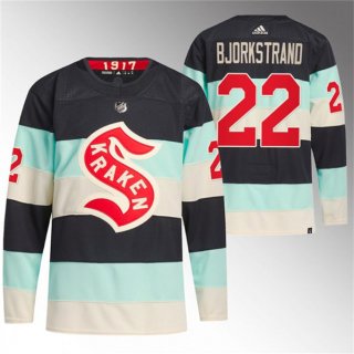 Men's Seattle Kraken #22 Oliver Bjorkstrand Deep Sea Blue 2024 Winter Classic Primegreen Stitched Jersey