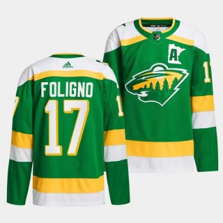 Men's Minnesota Wild #17 Marcus Foligno Green 2023-24 Stitched Jersey