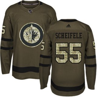 Men's Adidas Winnipeg Jets #55 Mark Scheifele Green Salute to Service Stitched NHL Jersey