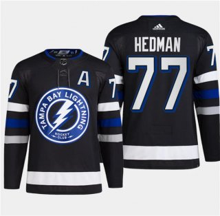 Men's Tampa Bay Lightning #77 Victor Hedman Black 2024 Stadium Series Stitched Jersey