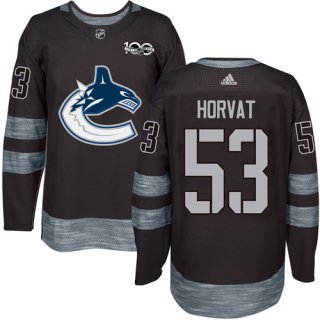 Men's Vancouver Canucks #53 Bo Horvat Black 100th Anniversary Stitched NHL 2017 adidas Hockey Jersey