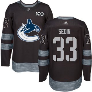 Men's Vancouver Canucks #33 Henrik Sedin Black 100th Anniversary Stitched NHL 2017 adidas Hockey Jersey