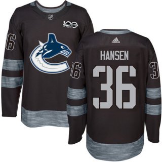 Men's Vancouver Canucks #36 Jannik Hansen Black 100th Anniversary Stitched NHL 2017 adidas Hockey Jersey