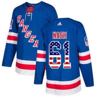 Adidas Rangers #61 Rick Nash Royal Blue Home Authentic USA Flag Stitched NHL Jersey