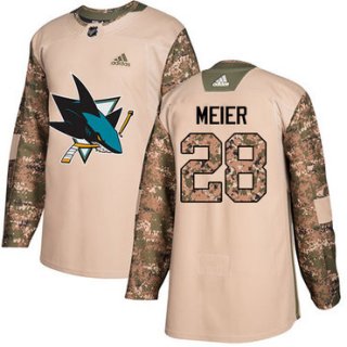 Adidas Sharks #28 Timo Meier Camo Authentic 2017 Veterans Day Stitched NHL Jersey