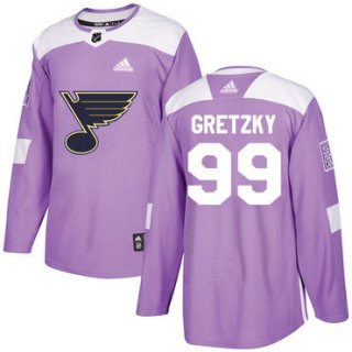 Adidas Blues #99 Wayne Gretzky Purple Authentic Fights Cancer Stitched NHL Jersey