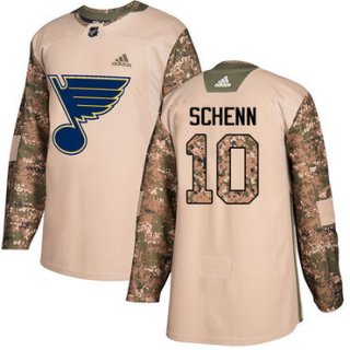 Adidas Blues #10 Brayden Schenn Camo Authentic 2017 Veterans Day Stitched NHL Jersey