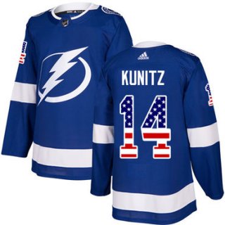 Adidas Lightning #14 Chris Kunitz Blue Home Authentic USA Flag Stitched NHL Jersey