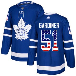 Adidas Maple Leafs #51 Jake Gardiner Blue Home Authentic USA Flag Stitched NHL Jersey