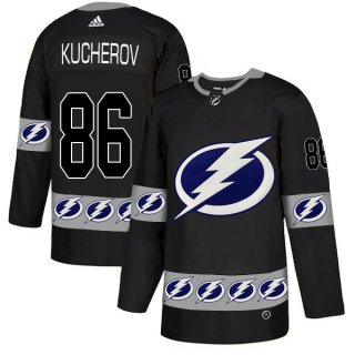 Men's Tampa Bay Lightning #66 Nikita Kucherov Black Team Logos Fashion Adidas Jersey