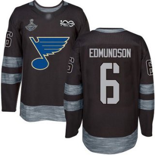 Blues #6 Joel Edmundson Black 1917-2017 100th Anniversary Stanley Cup Champions Stitched Hockey Jersey