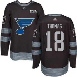 Blues #18 Robert Thomas Black 1917-2017 100th Anniversary Stitched Hockey Jersey