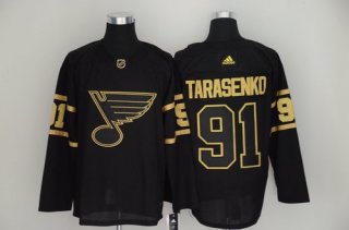 Men's St. Louis Blues 91 Vladimir Tarasenko Black Gold Adidas Jersey