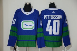 Men's Vancouver Canucks #40 Elias Pettersson Blue Alternate Authentic Stitched Hockey Jersey