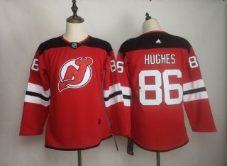 New Jersey Devils 86 Jack Hughes Red Women Adidas Jersey