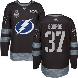 Adidas Lightning #37 Yanni Gourde Black 1917-2017 100th Anniversary 2020 Stanley Cup Final Stitched NHL Jersey