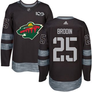 Wild #25 Jonas Brodin Black 1917-2017 100th Anniversary Stitched NHL Jersey