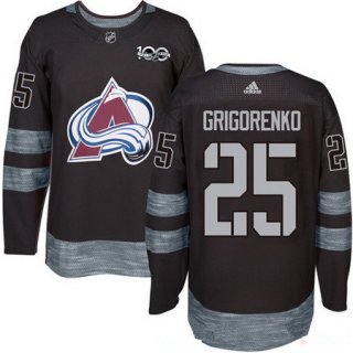 Men's Colorado Avalanche #25 Mikhail Grigorenko Black 100th Anniversary Stitched NHL 2017 adidas Hockey Jersey