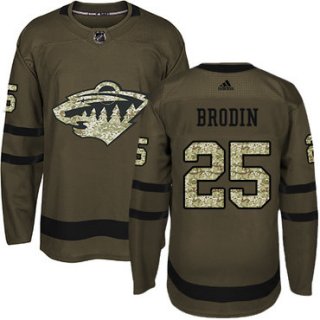 Adidas Wild #25 Jonas Brodin Green Salute to Service Stitched NHL Jersey