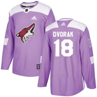 Adidas Coyotes #18 Christian Dvorak Purple Authentic Fights Cancer Stitched NHL Jersey