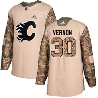 Adidas Flames #30 Mike Vernon Camo Authentic 2017 Veterans Day Stitched NHL Jersey