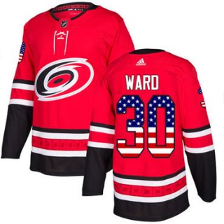 Adidas Hurricanes #30 Cam Ward Red Home Authentic USA Flag Stitched NHL Jersey