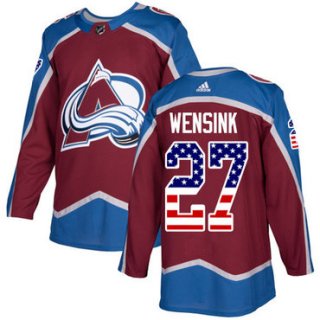 Adidas Avalanche #27 John Wensink Burgundy Home Authentic USA Flag Stitched NHL Jersey