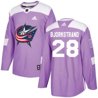 Adidas Blue Jackets #28 Oliver Bjorkstrand Purple Authentic Fights Cancer Stitched NHL Jersey