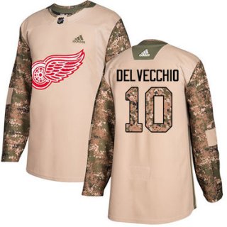 Adidas Red Wings #10 Alex Delvecchio Camo Authentic 2017 Veterans Day Stitched NHL Jersey