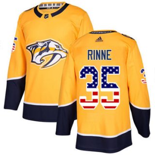 Adidas Predators #35 Pekka Rinne Yellow Home Authentic USA Flag Stitched NHL Jersey