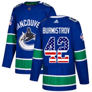 Adidas Canucks #42 Alex Burmistrov Blue Home Authentic USA Flag Stitched NHL Jersey