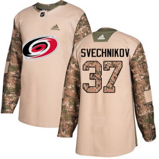 Adidas Carolina Hurricanes #37 Andrei Svechnikov Camo Authentic 2017 Veterans Day Stitched NHL Jersey