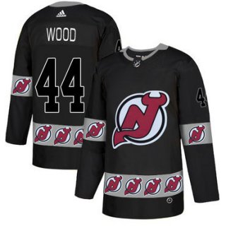 Men's New Jersey Devils #44 Miles Wood Black Team Logos Fashion Adidas Jersey