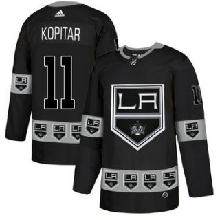 Men's Los Angeles Kings #11 Anze Kopitar Black Team Logos Fashion Adidas Jersey