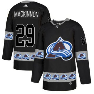 Men's Colorado Avalanche #29 Nathan MacKinnon Black Team Logos Fashion Adidas Jersey