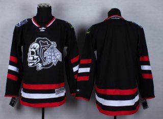 Chicago Blackhawks Blank 2014 Stadium Series Black With Black Skulls Jersey