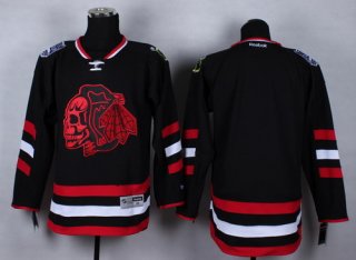 Chicago Blackhawks Blank 2014 Stadium Series Black With Red Skulls Jersey