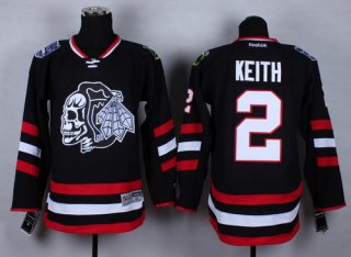 Chicago Blackhawks #2 Duncan Keith 2014 Stadium Series Black With Black Skulls Jersey