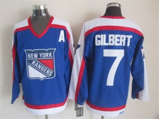 New York Rangers #7 Rod Gilbert Light Blue With White Throwback CCM Jersey