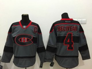 Montreal Canadiens #4 Jean Beliveau Charcoal Gray Jersey