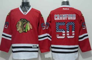 Chicago Blackhawks #50 Corey Crawford USA Flag Fashion Red Jersey