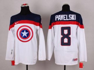 2015 Men's Team USA #8 Joe Pavelski Captain America Fashion White Jersey