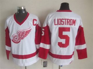 Men's Detroit Red Wings #5 Nicklas Lidstrom White CCM Vintage Throwback Jersey