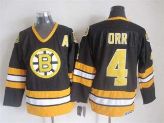 Men's Boston Bruins #4 Bobby Orr 1981-82 Black CCM Vintage Throwback Jersey