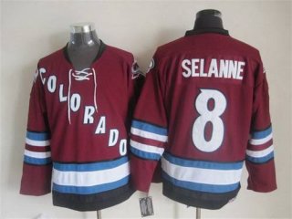 Men's Colorado Avalanche #8 Teemu Selanne 2001-02 Red CCM Vintage Throwback Jersey