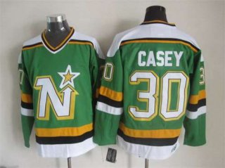 Men's Minnesota North Stars #30 Jon Casey 1988-89 Green CCM Vintage Throwback Jersey