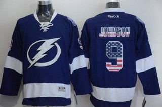 Men's Tampa Bay Lightning #9 Tyler Johnson USA Flag Fashion Blue Jersey