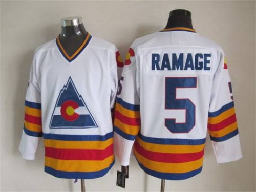 Men's Colorado Rockies #5 Rab Ramage 1976-77 White CCM Vintage Throwback Jersey